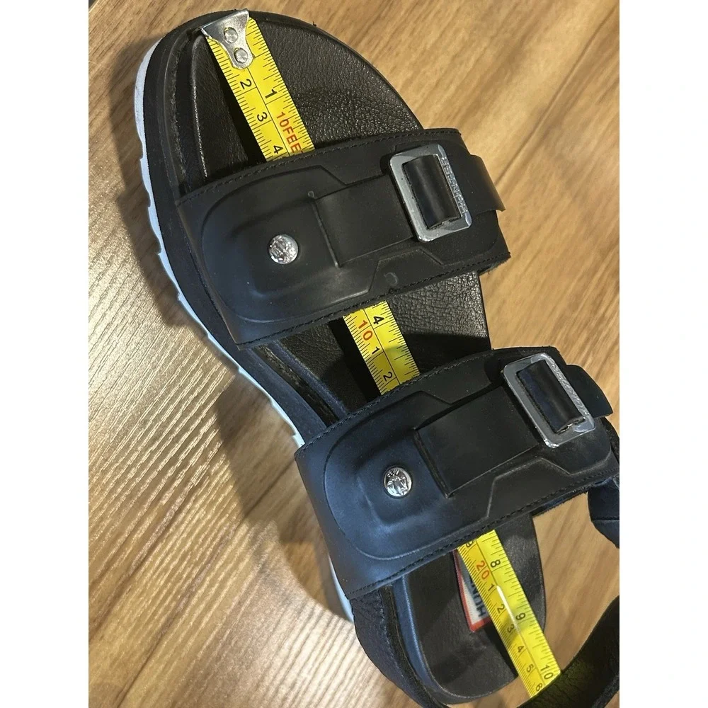 Hunter Sandals Womens Size 8? Black Leather Double Buckle Strap Platform Chunky